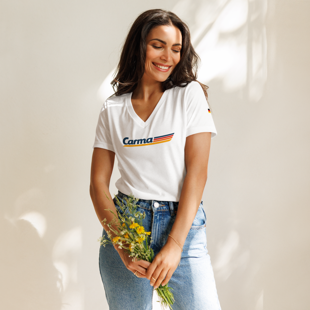 Euromeister Women’s relaxed v-neck t-shirt Back Print